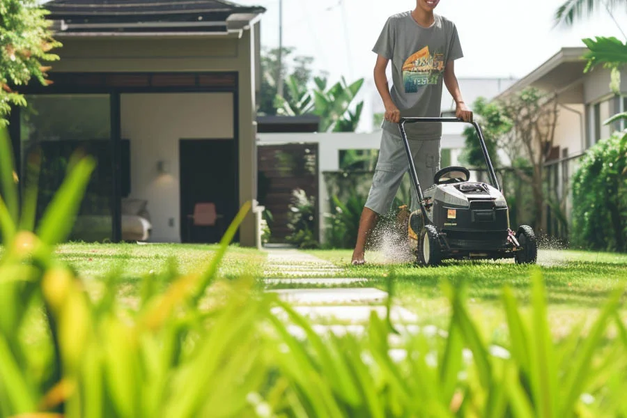 self propelled battery lawnmower